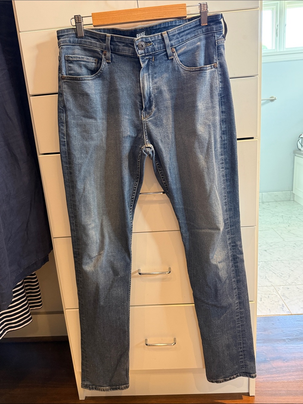 PAIGE Men's Slim Straight Jeans in Faded Blue